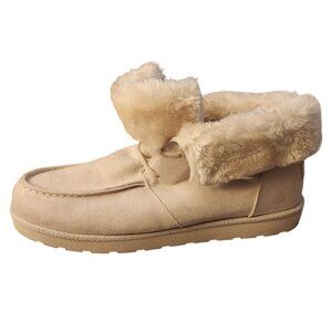 Makalu Shoes Womens 11M Della Winter Moc Toe Sneakers White Fabric Faux Fur
